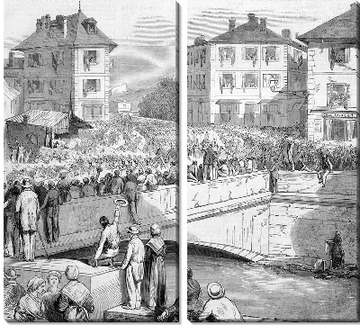 Модульная картина Люди на мосту (People on the bridge)