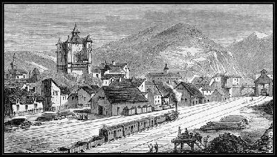 Картина Железная дорога возле гор (Railroad near the mountains)
