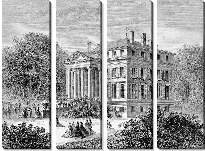 Модульная картина Здание окруженное садом (The building is surrounded by a garden)