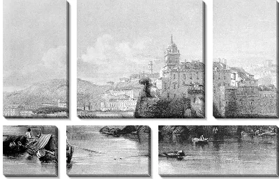 Модульная картина Здание у озера (Building by the lake)