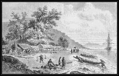 Картина Поселок на берегу (The settlement on the shore)