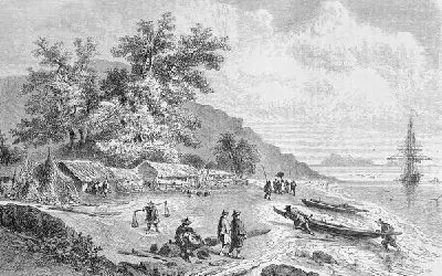 Плакат Поселок на берегу (The settlement on the shore)
