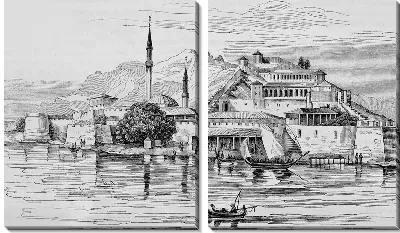 Модульная картина Город на берегу озера (The city by the lake)