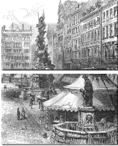 Модульная картина Фонтаны на улице (Fountains on the street)