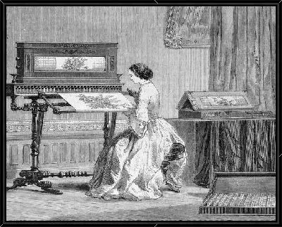 Картина Девушка вышивает (Woman embroiders)