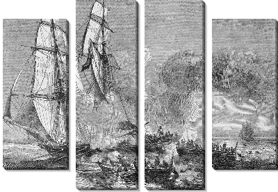 Модульная картина Морской бой (Sea fight)