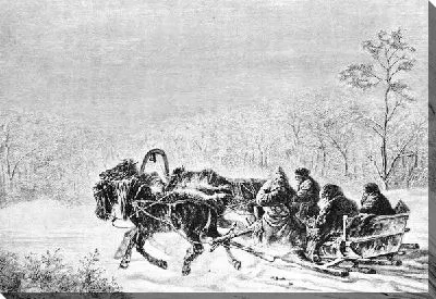 Постер Телега запряженная тройкой лошадей (A cart drawn by three horses)