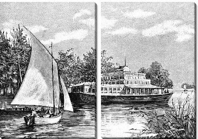 Модульная картина Пароход и парусник (Boat and sailboat)