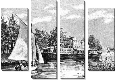 Модульная картина Пароход и парусник (Boat and sailboat)