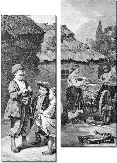 Модульная картина Деревенские дети (Village children)