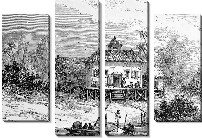 Модульная картина Домик на берегу озера (Little House on the lake)