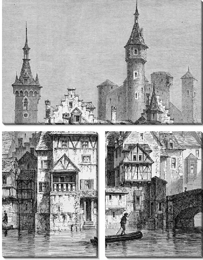 Модульная картина Дома на берегу канала (Houses on the canal bank)