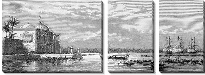 Модульная картина Город на берегу озера (The city by the lake) №2