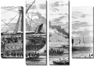 Модульная картина Лодки у корабля (Boats of the ship)