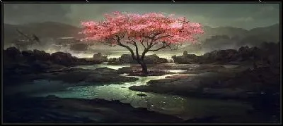 Картина Цветущее дерево у реки (Flowering tree by the river)