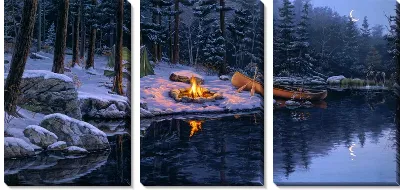 Картина Костер у реки (Bonfire by the river)