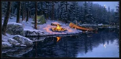 Картина Костер у реки (Bonfire by the river)