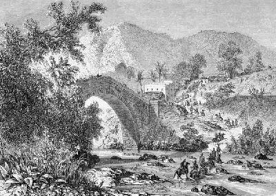 Плакат Всадники перебираются через реку (Riders are moving across the river)
