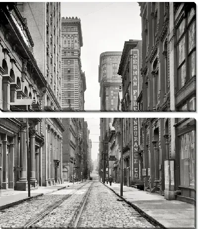 Модульная картина Улица с трамвайными путями (Street with tramway) №11