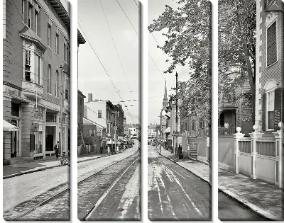 Модульная картина Улица с трамвайными путями (Street with tramway) №12