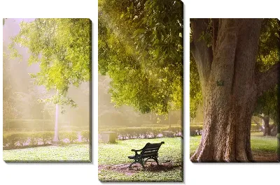 Модульная картина Скамейка под деревом (Bench under a tree)