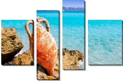 Модульная картина Ваза на берегу океана (Vase on the ocean)