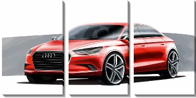 Модульная картина Красная ауди (Audi) №2