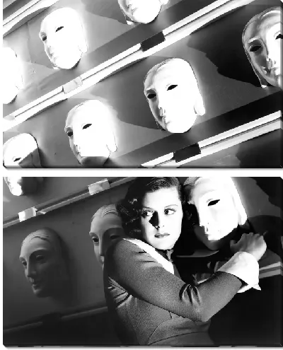 Модульная картина Девушка рядом с масками (The girl next door with masks)