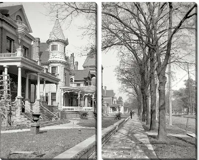Модульная картина Мощеная дорожка возле домов (Causeway near houses)