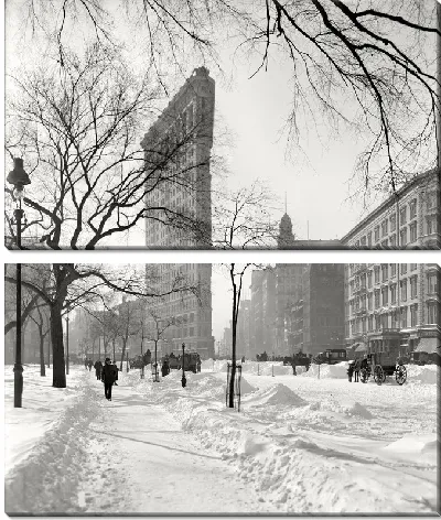 Модульная картина Город зимой (Сity in winter)