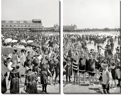 Модульная картина Пляж в Атлантик сити 1910 год (Beach in Atlantic City in 1910)