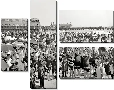 Модульная картина Пляж в Атлантик сити 1910 год (Beach in Atlantic City in 1910)