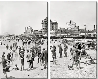 Модульная картина Пляж в Атлантик сити 1910 год (Beach in Atlantic City in 1910) №2