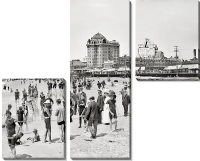 Модульная картина Пляж в Атлантик сити 1910 год (Beach in Atlantic City in 1910) №2