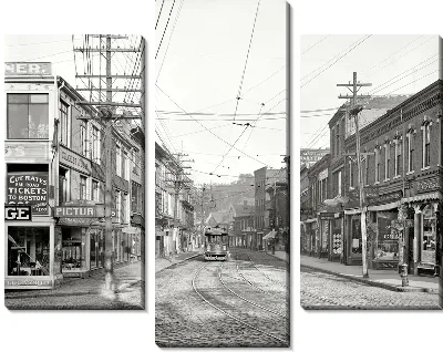 Модульная картина Улица с трамвайными путями (Street with tramway) №13