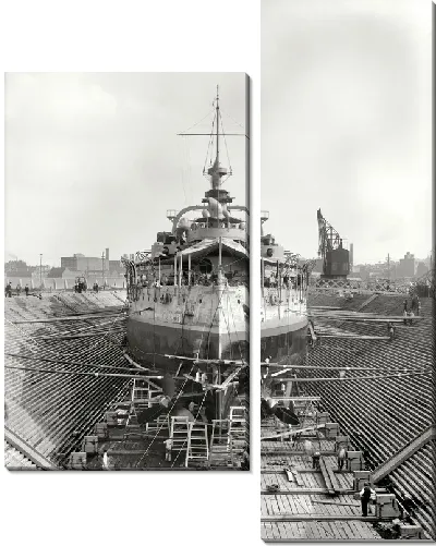 Модульная картина Строительство парохода (Construction of ship) №3