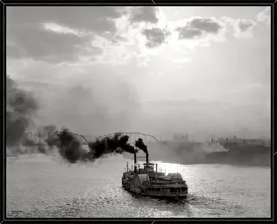 Картина Пароход на реке (Steamboat on the river)