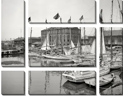 Модульная картина Парусники у причала (Sailboats moored)