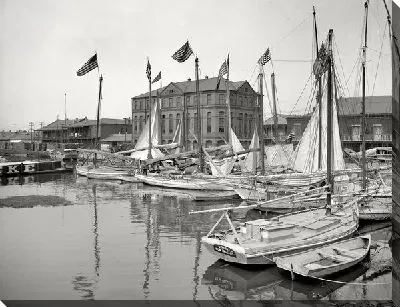 Постер Парусники у причала (Sailboats moored)