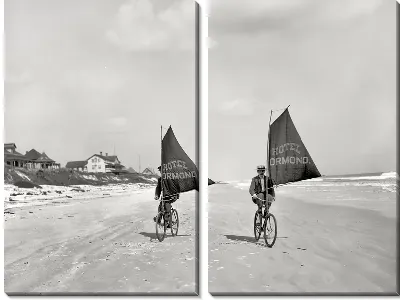 Модульная картина Прогулка на велосипедах вдоль берега (Cycling along the coast)