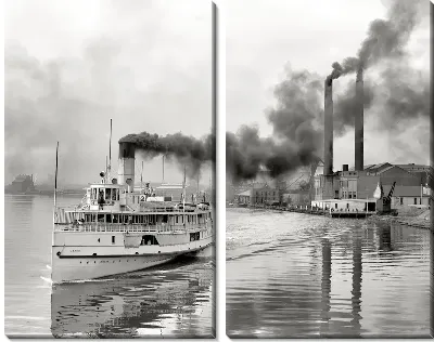 Отражение дыма от  парохода (Reflection of smoke from the steamer)