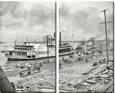 Модульная картина Пароходы у берега (Ships to the shore)