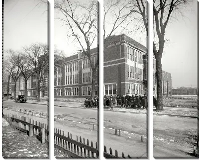 Модульная картина Дети возле школы (Children near school)