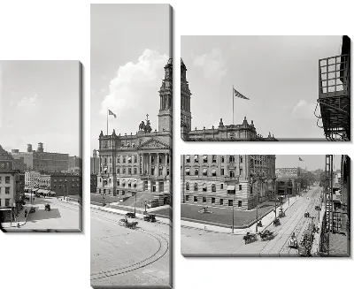 Модульная картина Здание на площади (Building on the square) №3