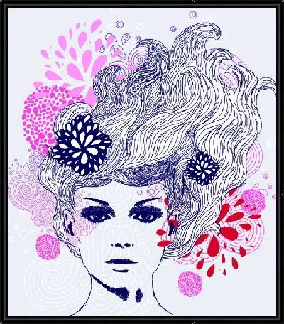 Картина Девушка с цветами в волосах (Girl with flowers in her hair)