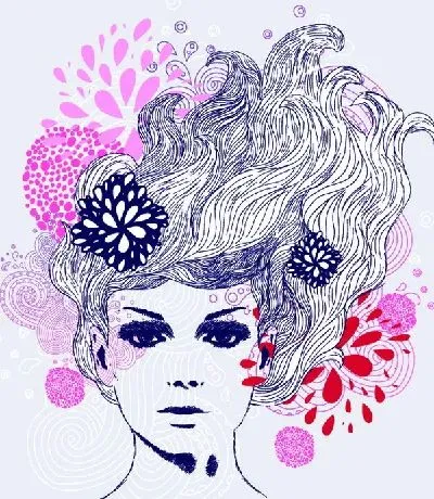 Плакат Девушка с цветами в волосах (Girl with flowers in her hair)