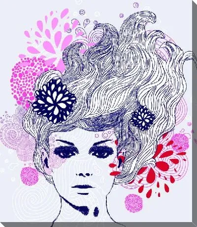 Постер Девушка с цветами в волосах (Girl with flowers in her hair)