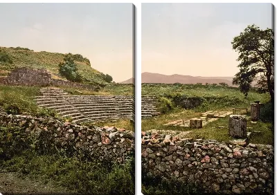 Модульная картина "Историческая серия 1890-1900 гг. ""Фотографии Италии"" - Амфитеатр в Тускулуме (Amphitheatre of Tusculum)"