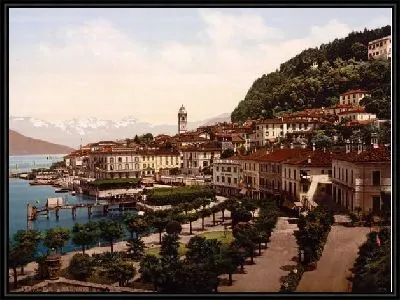 Картина "Историческая серия 1890-1900 гг. ""Фотографии Италии"" - Беладжио, общий вид, озеро (Bellagio, general view, Lake)"