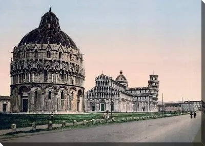 Постер "Историческая серия 1890-1900 гг. ""Фотографии Италии"" - Соборная площади в Пизе (Cathedral Square, Pisa)"
